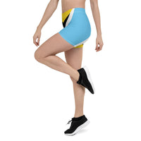 St Lucia Flag Leggings Shorts - Conscious Apparel Store