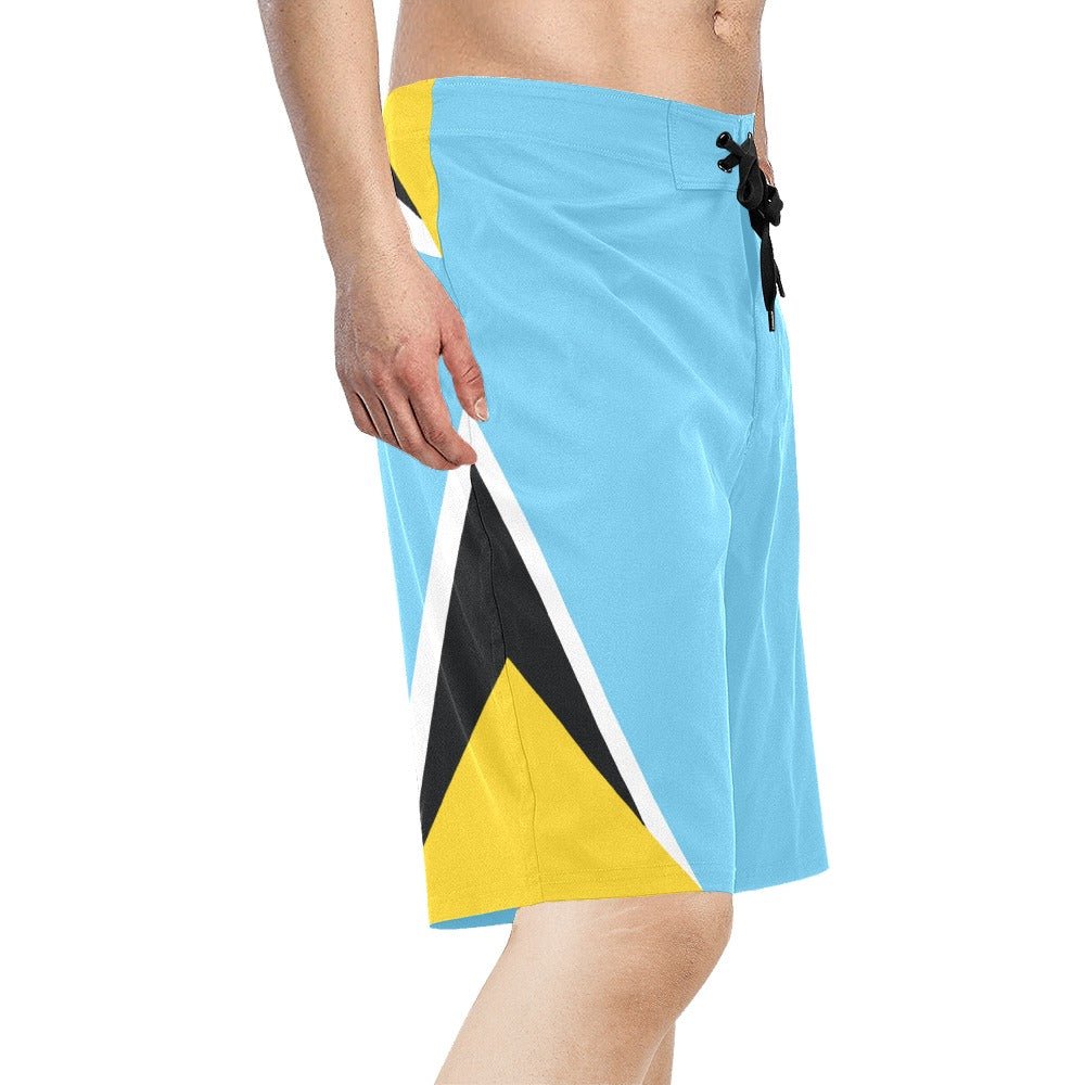 St Lucia Flag Men's All Over Print Board Shorts - Conscious Apparel Store