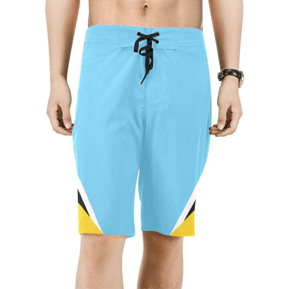 St Lucia Flag Men's All Over Print Board Shorts - Conscious Apparel Store