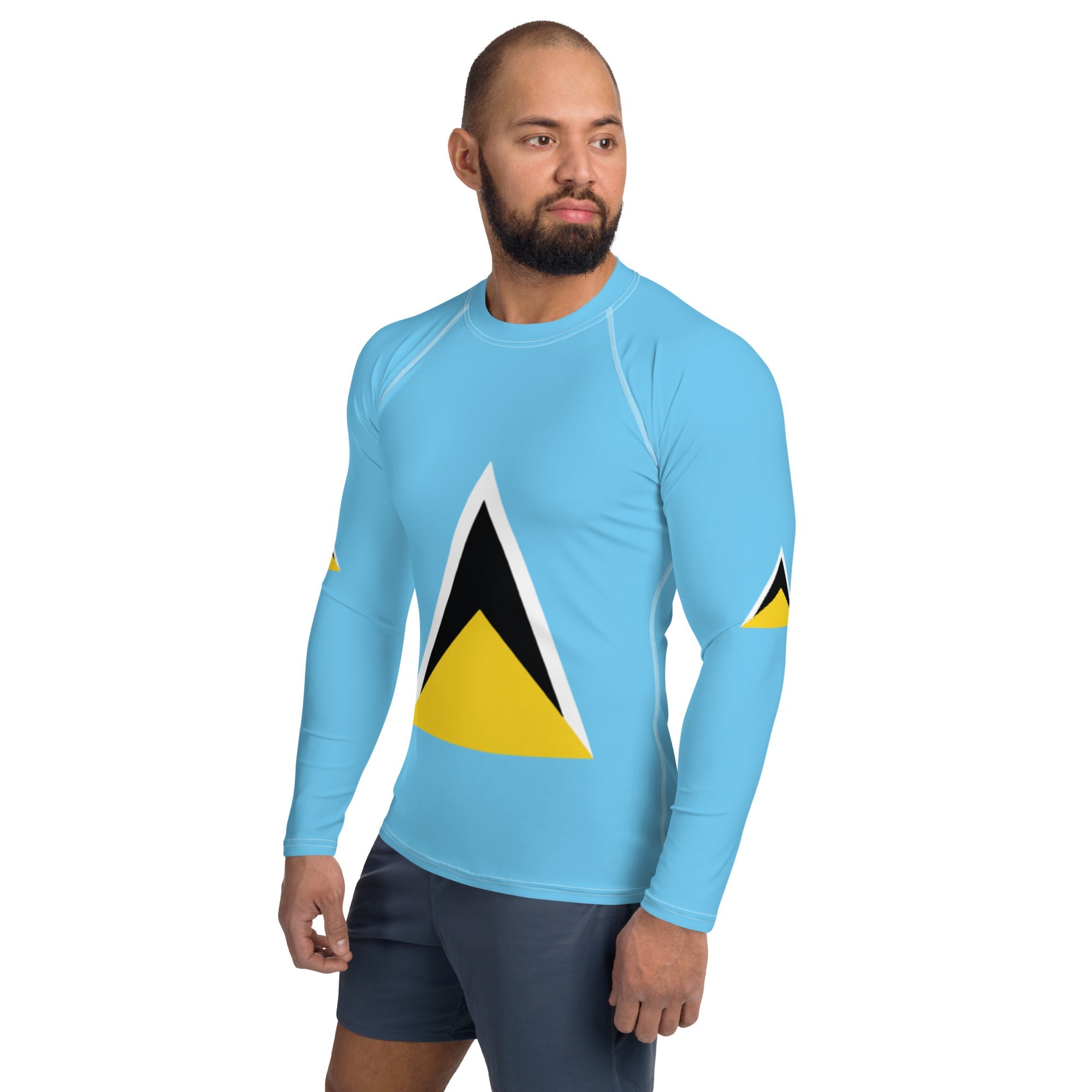 St Lucia Flag Men's Rash Guard - Conscious Apparel Store