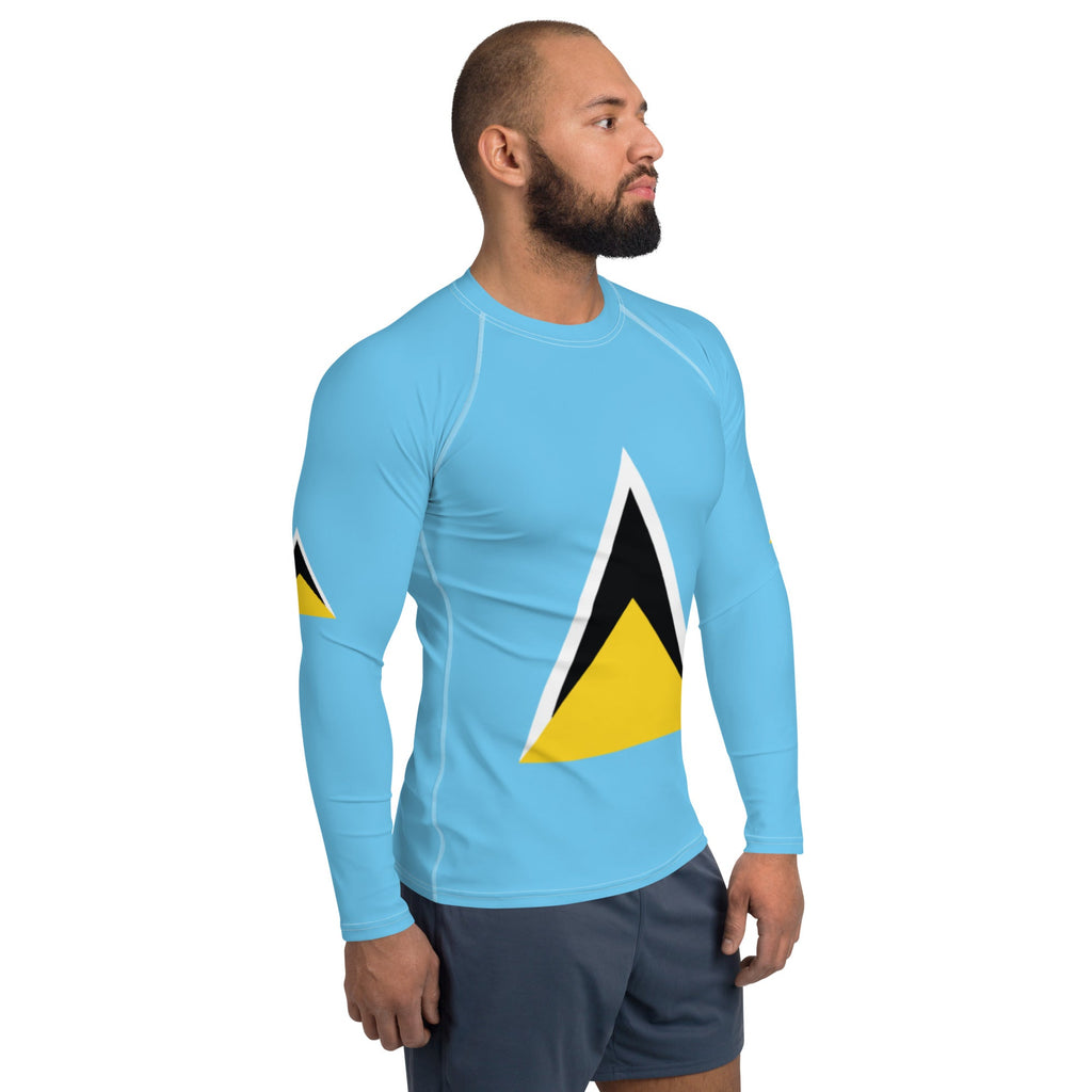 St Lucia Flag Men's Rash Guard - Conscious Apparel Store
