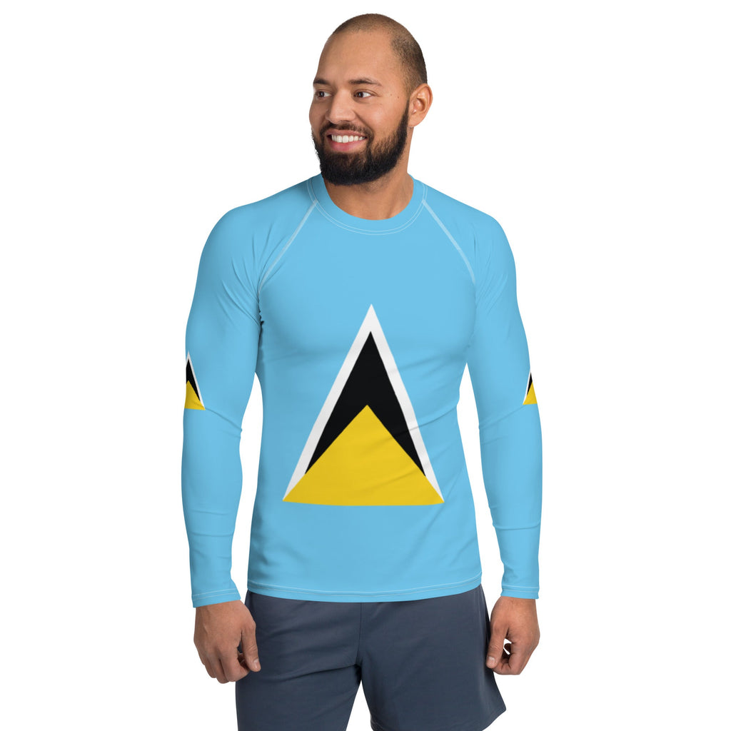 St Lucia Flag Men's Rash Guard - Conscious Apparel Store