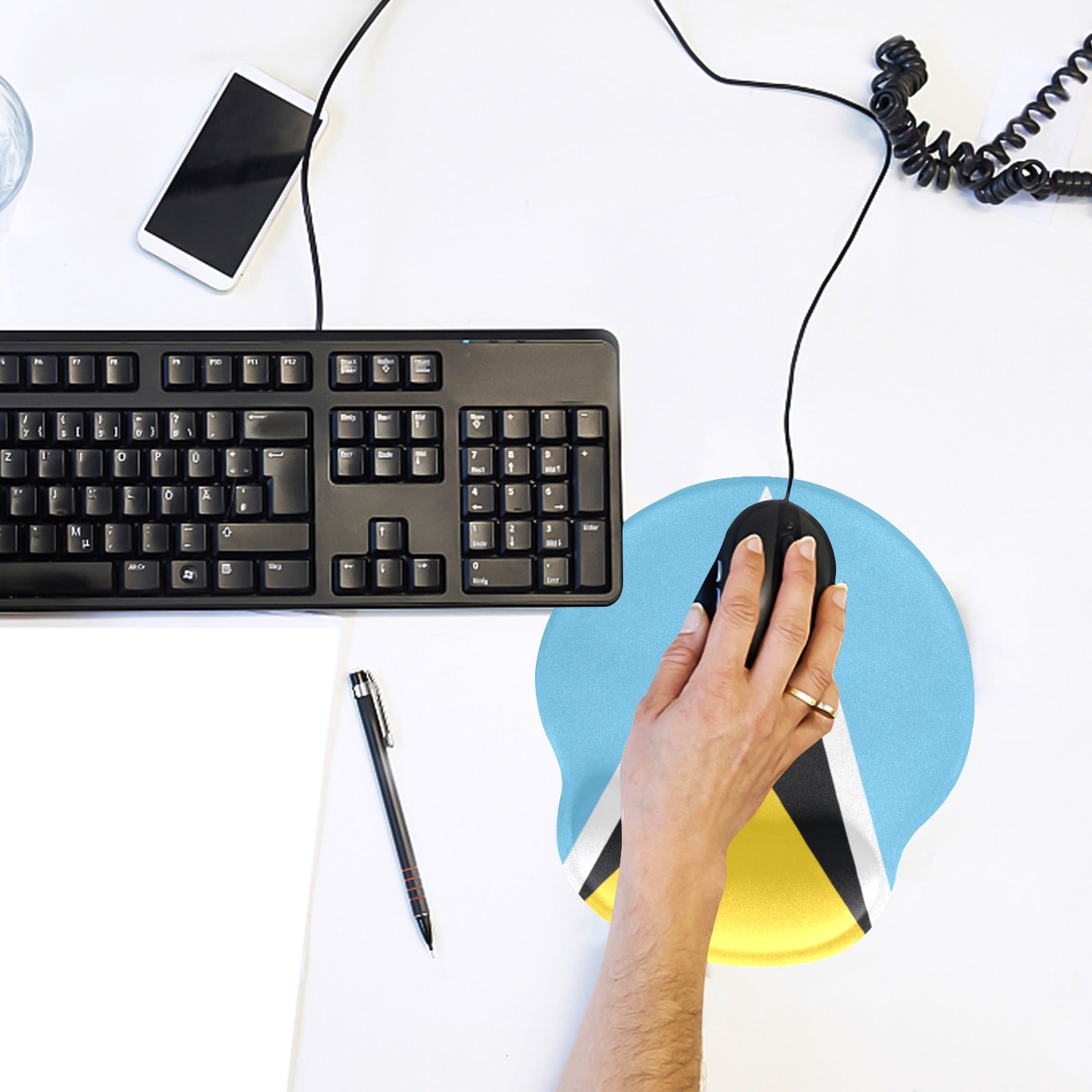 St Lucia Flag Mouse Pad with Wrist Rest Support - Conscious Apparel Store