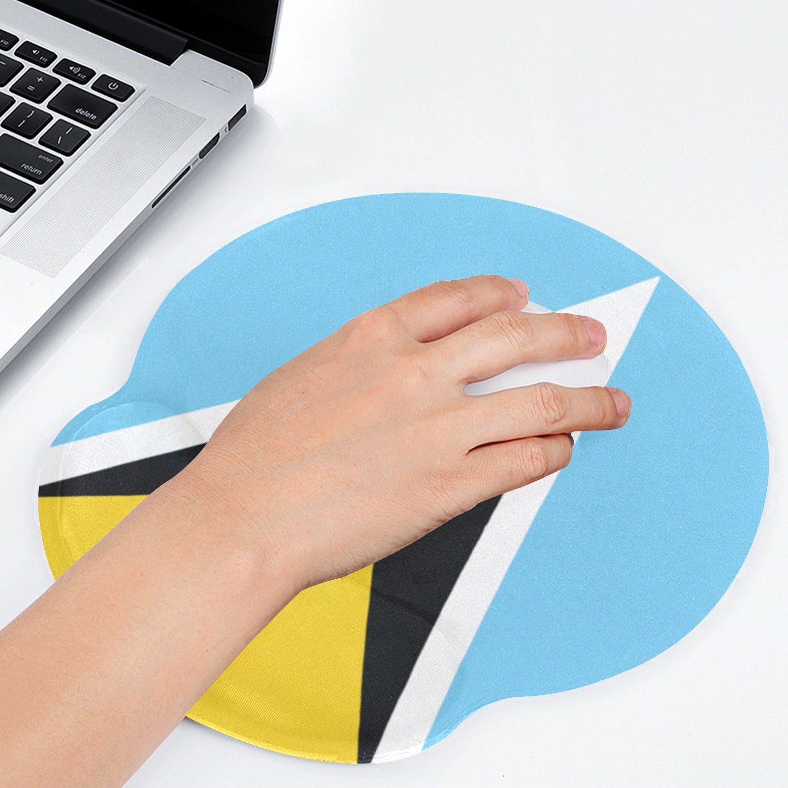 St Lucia Flag Mouse Pad with Wrist Rest Support - Conscious Apparel Store