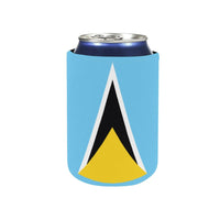 ST Lucia Flag Neoprene Can Cooler 4" x 2.7" dia. - Conscious Apparel Store