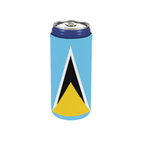 ST Lucia Flag Neoprene Can Cooler 5" x 2.3" dia. - Conscious Apparel Store