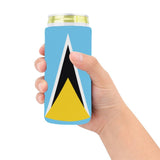 ST Lucia Flag Neoprene Can Cooler 5" x 2.3" dia. - Conscious Apparel Store