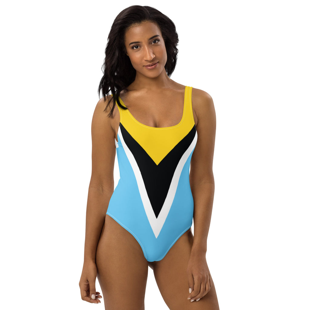 St Lucia Flag One-Piece Swimsuit - Conscious Apparel Store