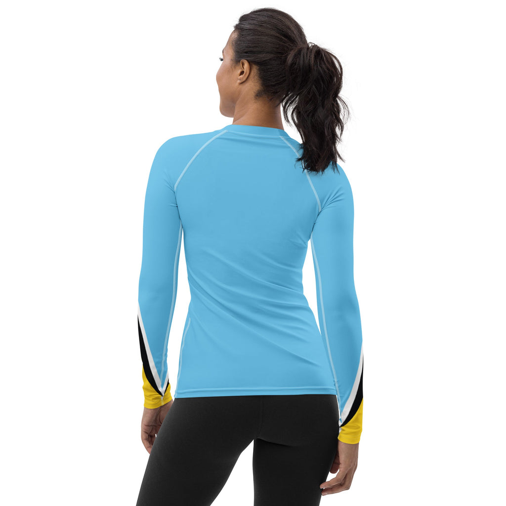 St Lucia Flag Women's Rash Guard - Conscious Apparel Store