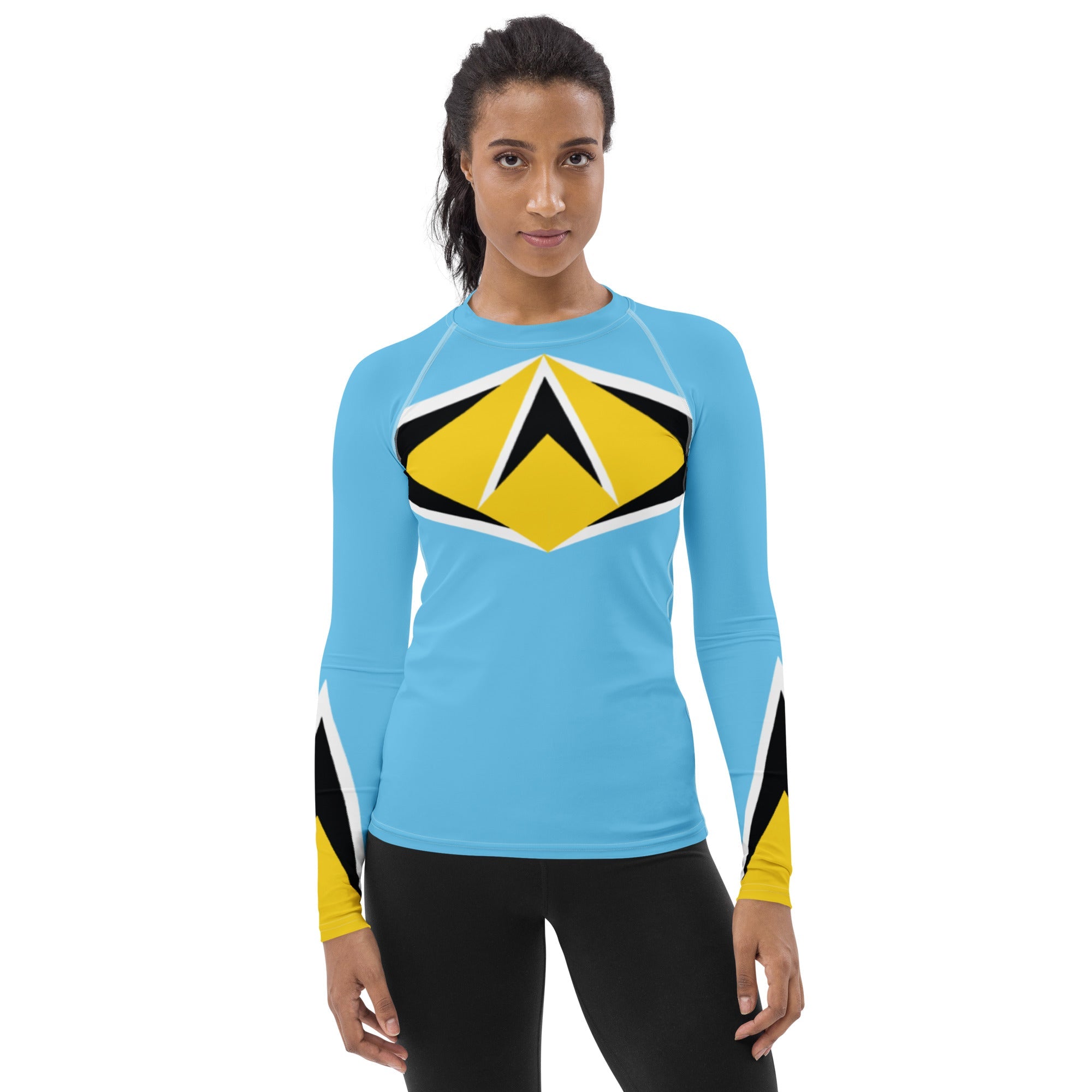 St Lucia Flag Women's Rash Guard - Conscious Apparel Store