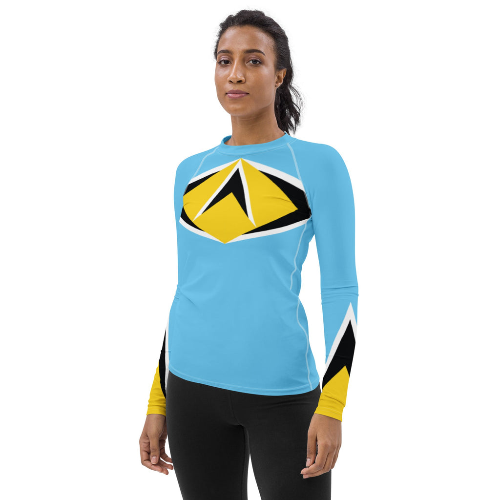 St Lucia Flag Women's Rash Guard - Conscious Apparel Store