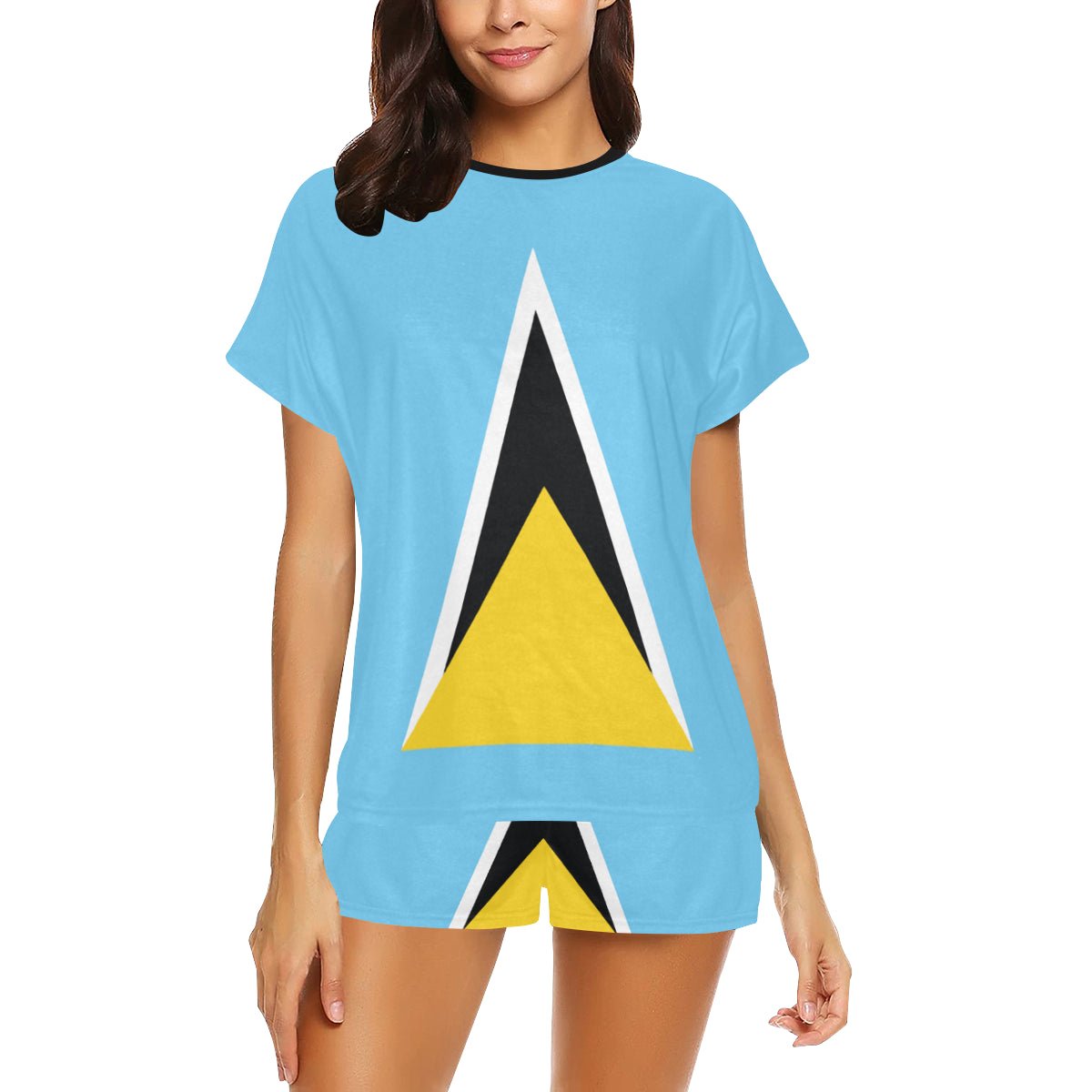 St Lucia Flag Women's Short Pajama Set - Conscious Apparel Store