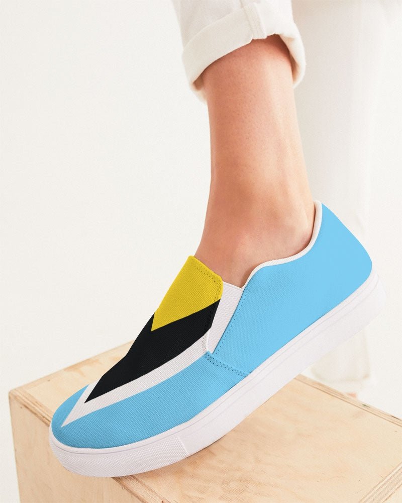 St Lucia Flag Women's Slip-On Canvas Shoe - Conscious Apparel Store