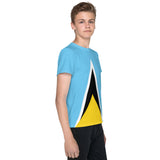 St Lucia Flag Youth crew neck t-shirt - Conscious Apparel Store