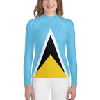St Lucia Flag Youth Rash Guard - Conscious Apparel Store