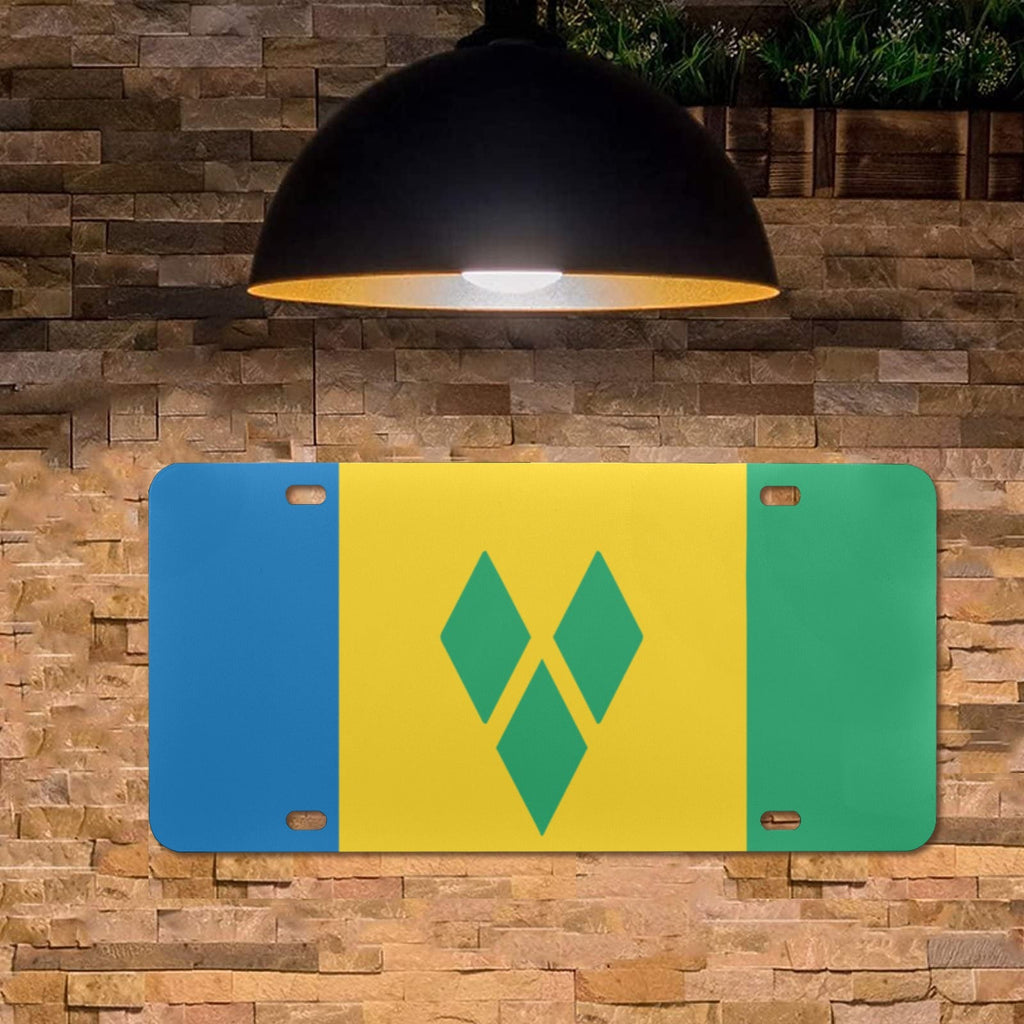 St Vincent Flag Custom License Plate - Conscious Apparel Store