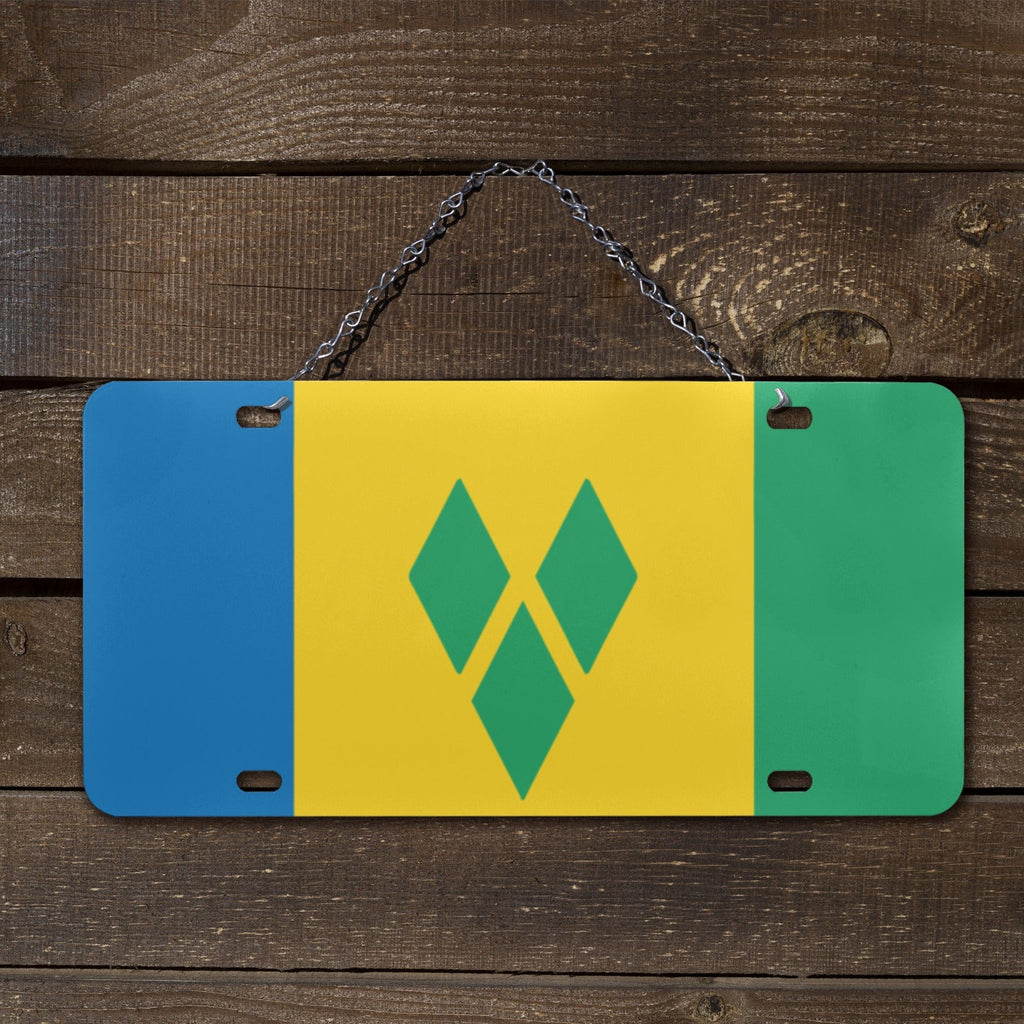 St Vincent Flag Custom License Plate - Conscious Apparel Store