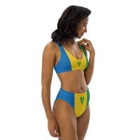 St Vincent Flag High-Waisted Bikini Customizable Set - Conscious Apparel Store