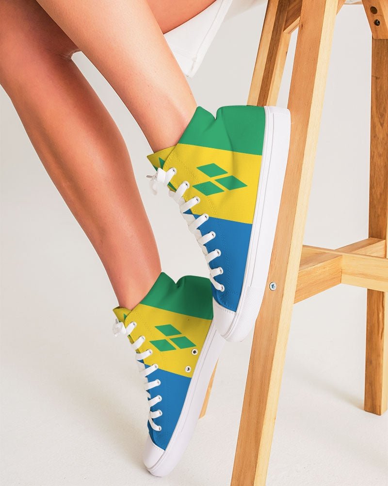 St Vincent Flag Women's Hightop Canvas Shoe - Conscious Apparel Store