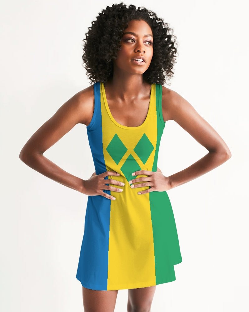 St Vincent Flag Women's Racerback Dress - Conscious Apparel Store