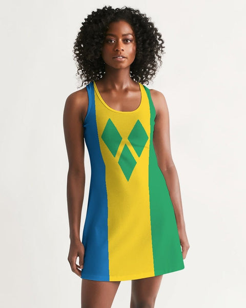 St Vincent Flag Women's Racerback Dress - Conscious Apparel Store