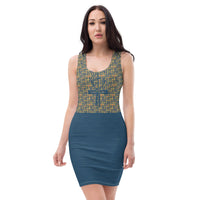 Subliminal Egyptian Ankh Cross (Blue) Bodycon Dress - Conscious Apparel Store