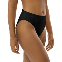 Subliminal Egyptian Ankh Cross high-waisted bikini bottom (Black) - Conscious Apparel Store