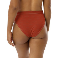 Subliminal Egyptian Ankh Cross high-waisted bikini bottom (Red-Rust) - Conscious Apparel Store