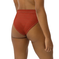 Subliminal Egyptian Ankh Cross high-waisted bikini bottom (Red-Rust) - Conscious Apparel Store