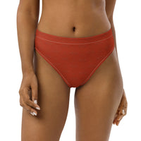 Subliminal Egyptian Ankh Cross high-waisted bikini bottom (Red-Rust) - Conscious Apparel Store