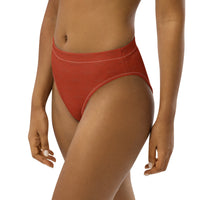 Subliminal Egyptian Ankh Cross high-waisted bikini bottom (Red-Rust) - Conscious Apparel Store