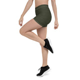 Subliminal Egyptian Ankh Cross (Olive) Leggings Shorts - Conscious Apparel Store