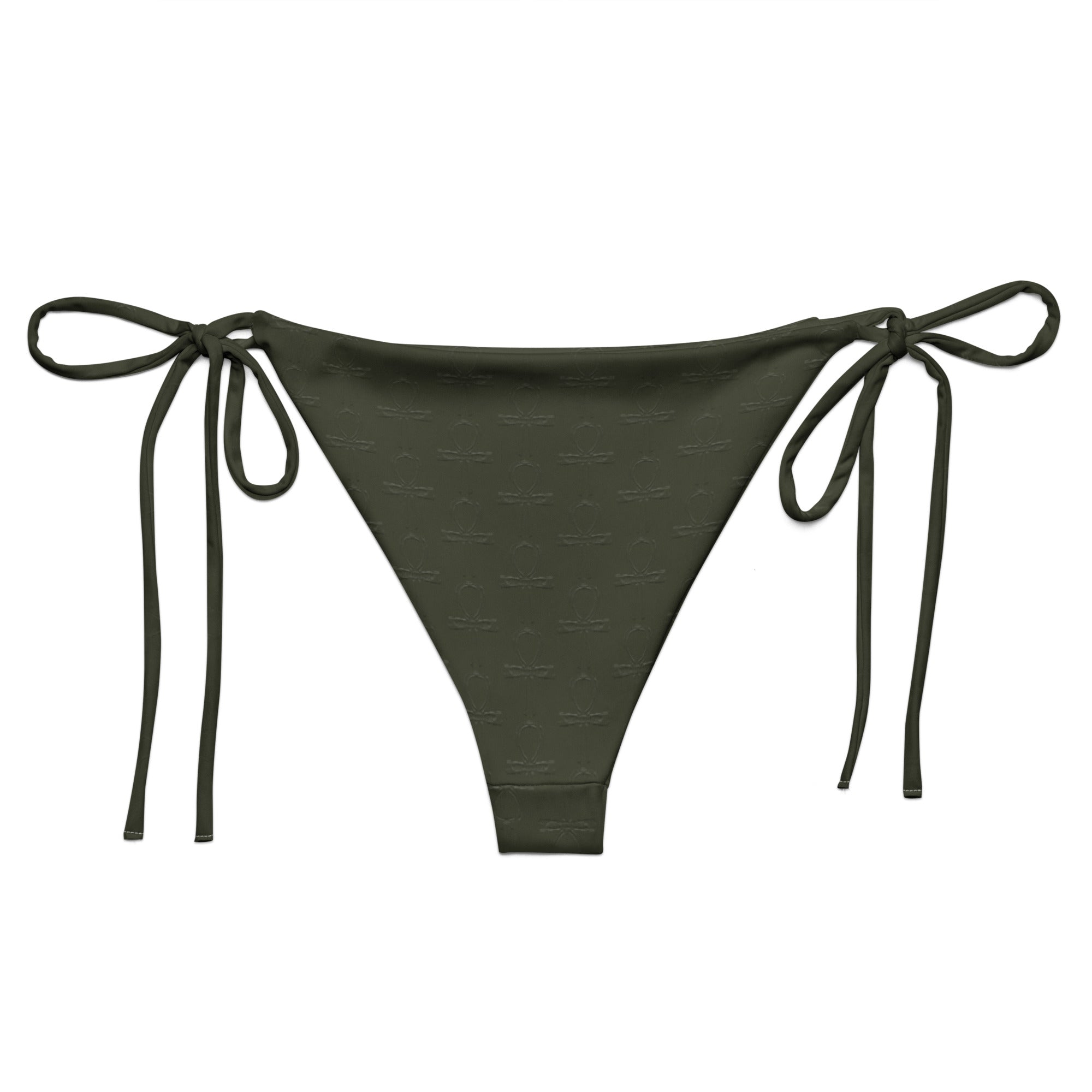 Subliminal Egyptian Ankh Cross string bikini bottom (Olive) - Conscious Apparel Store