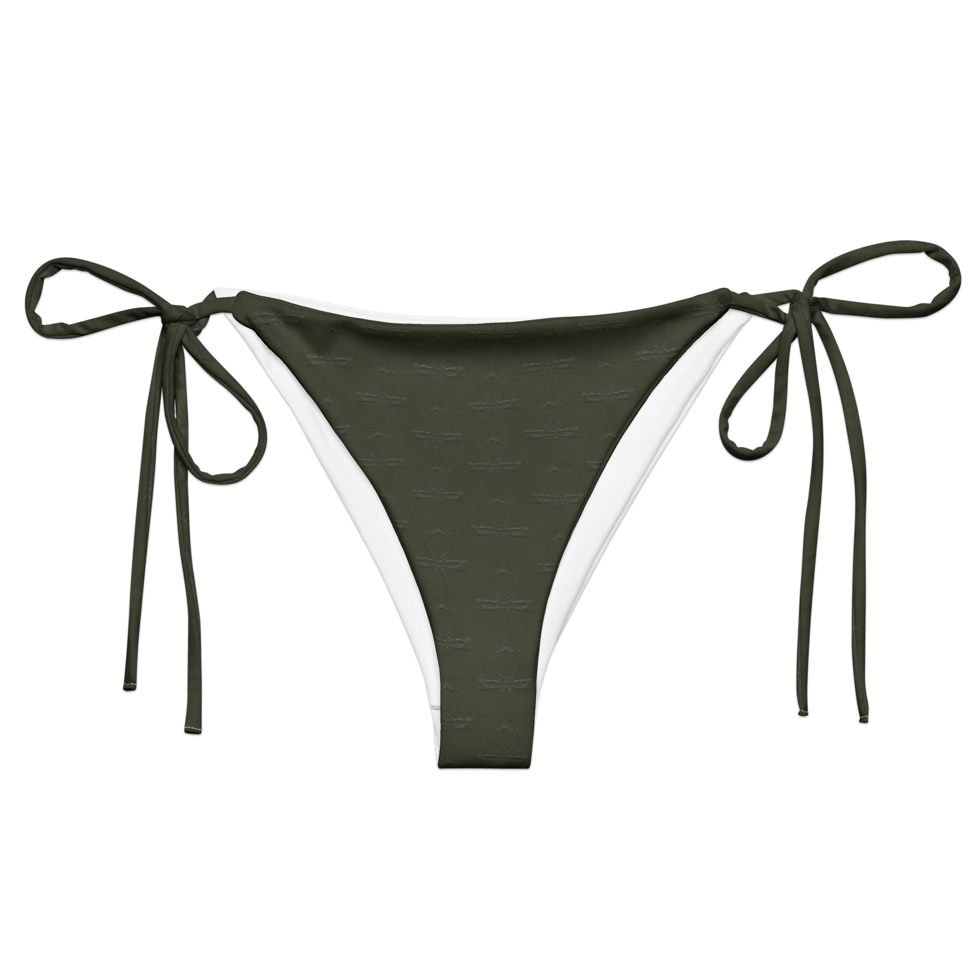Subliminal Egyptian Ankh Cross string bikini bottom (Olive) - Conscious Apparel Store