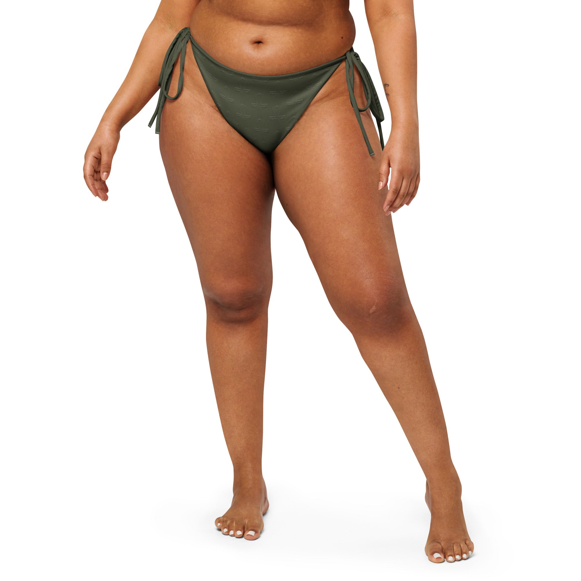 Subliminal Egyptian Ankh Cross string bikini bottom (Olive) - Conscious Apparel Store