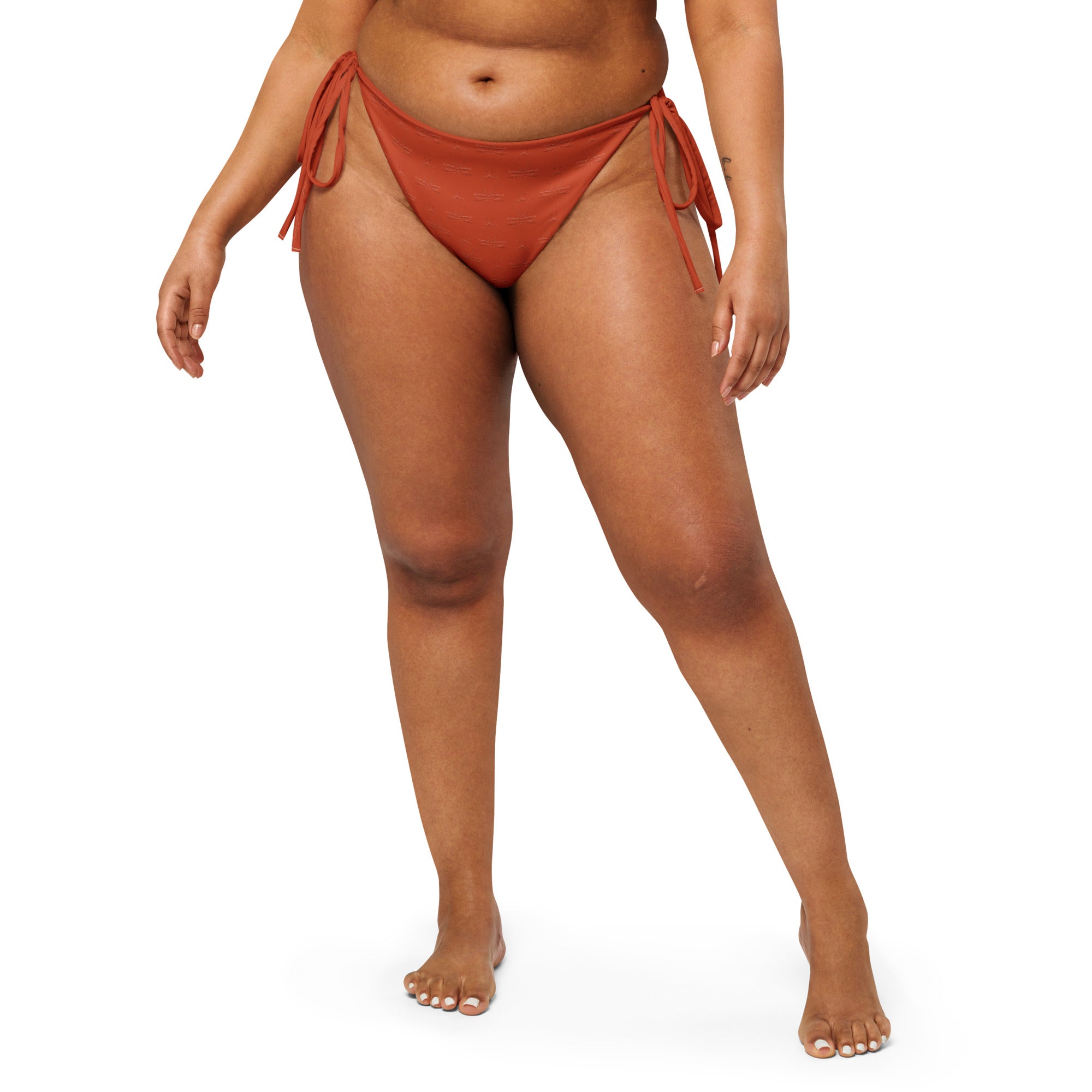 Subliminal Egyptian Ankh Cross string bikini bottom (Red-Rust) - Conscious Apparel Store