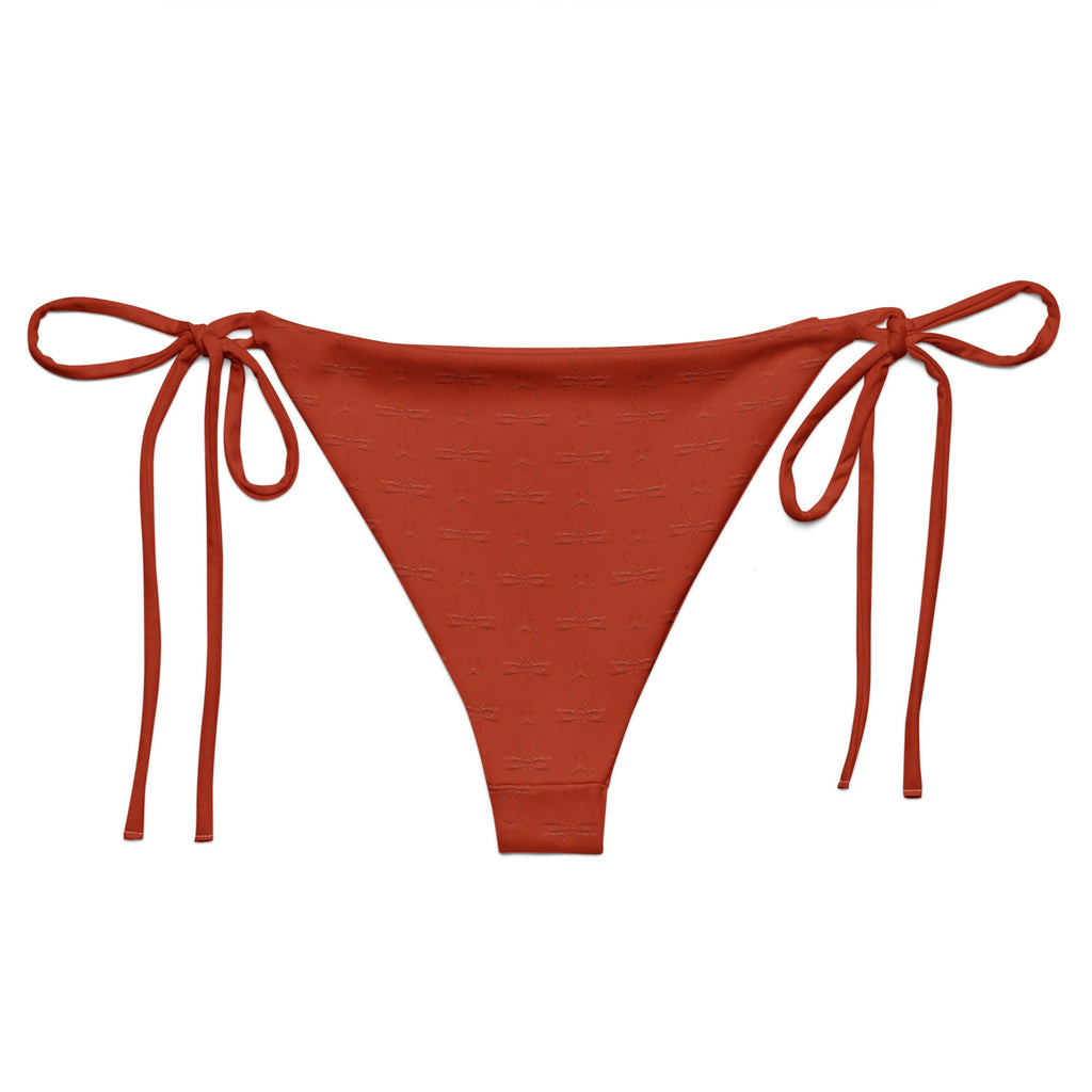 Subliminal Egyptian Ankh Cross string bikini bottom (Red-Rust) - Conscious Apparel Store