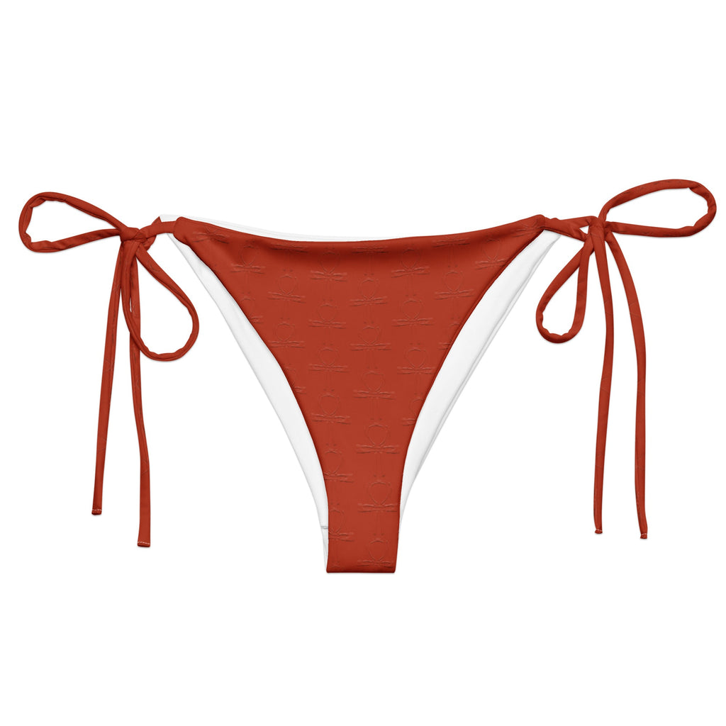 Subliminal Egyptian Ankh Cross string bikini bottom (Red-Rust) - Conscious Apparel Store