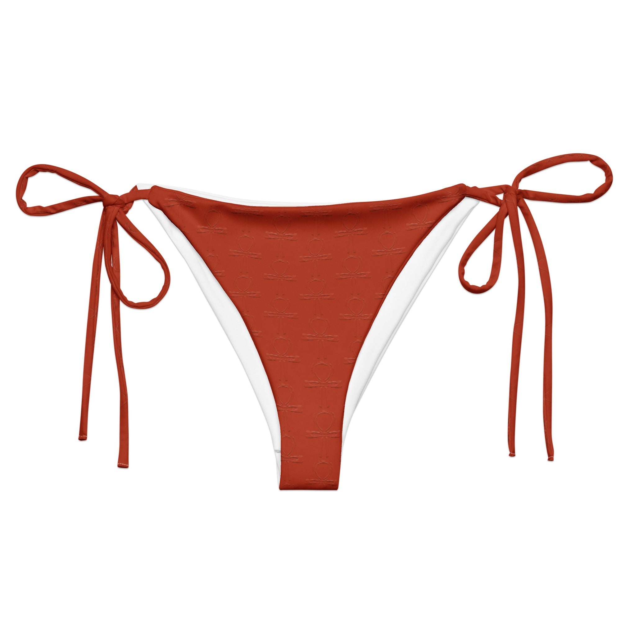 Subliminal Egyptian Ankh Cross string bikini bottom (Red-Rust) - Conscious Apparel Store
