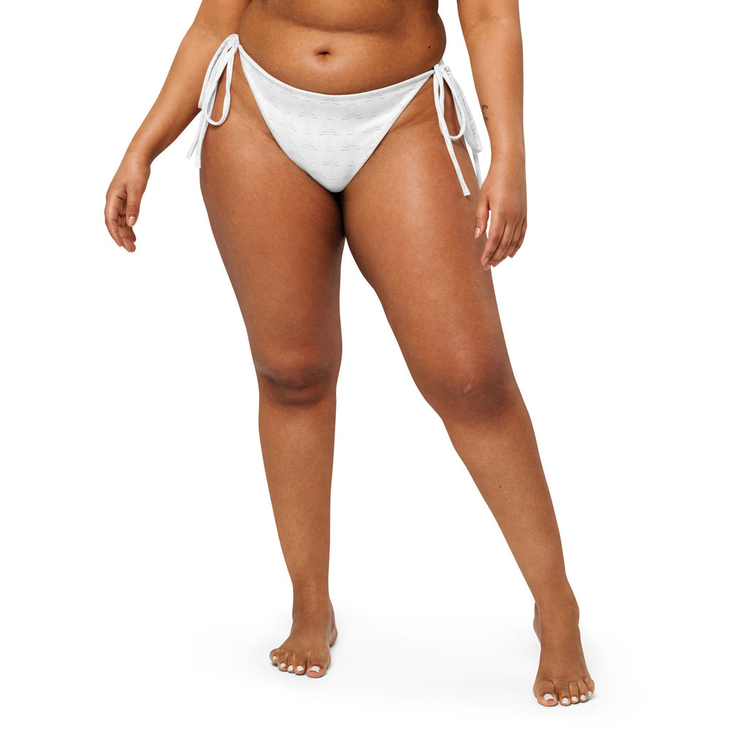Subliminal Egyptian Ankh Cross string bikini bottom (White) (6 Colors Available) - Conscious Apparel Store