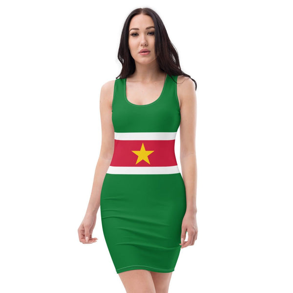 Suriname Flag Bodycon Cut & Sew Dress - Conscious Apparel Store