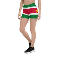 Suriname Flag Leggings Shorts - Conscious Apparel Store