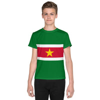 Suriname Flag Youth crew neck t-shirt - Conscious Apparel Store