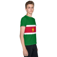 Suriname Flag Youth crew neck t-shirt - Conscious Apparel Store
