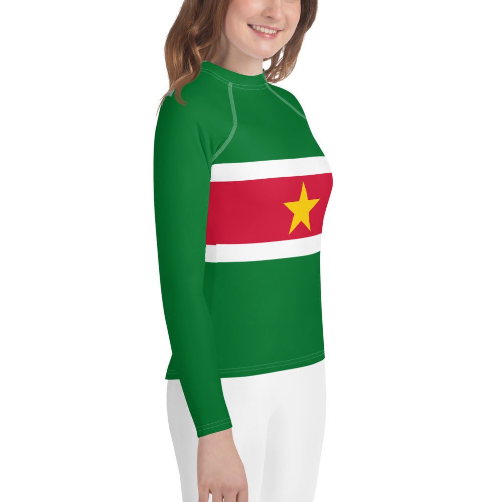 Suriname Flag Youth Rash Guard - Conscious Apparel Store