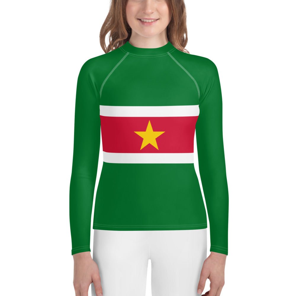 Suriname Flag Youth Rash Guard - Conscious Apparel Store