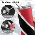 Trinidad & Tobago Flag 20oz Tall Skinny Tumbler with Lid and Straw - Conscious Apparel Store