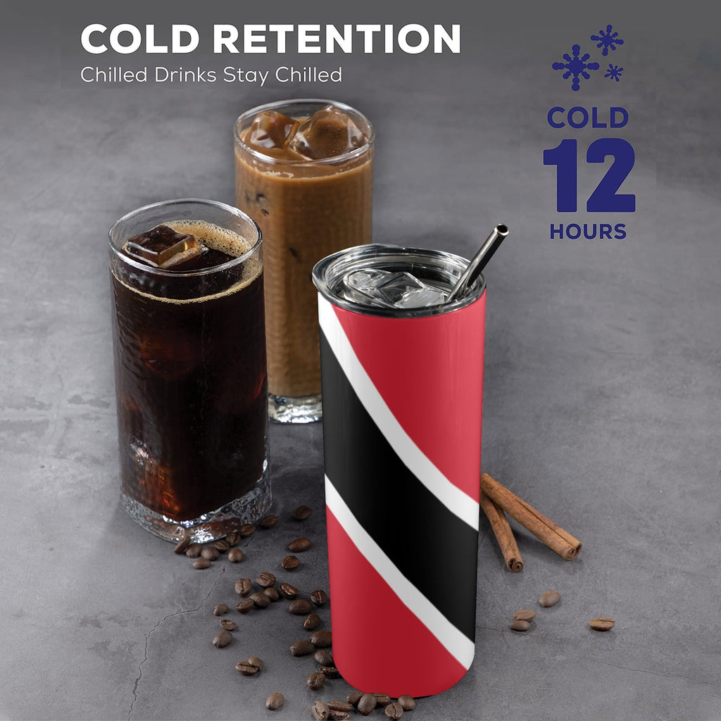 Trinidad & Tobago Flag 20oz Tall Skinny Tumbler with Lid and Straw - Conscious Apparel Store