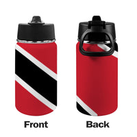 Trinidad & Tobago Flag Kids Water Bottle with Straw Lid (12 oz) - Conscious Apparel Store