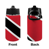 Trinidad & Tobago Flag Kids Water Bottle with Straw Lid (12 oz) - Conscious Apparel Store